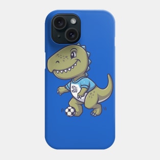 Focused dinosaur playing football Phone Case