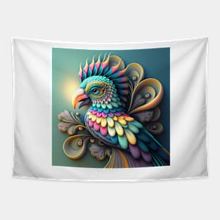 A Fractal Design in A Parrot Motif Tapestry