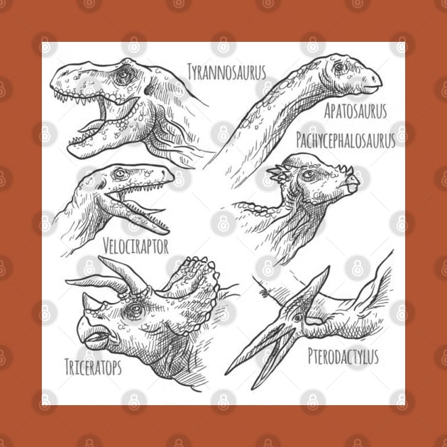 Dinosaurs Tyrannosaurus, Velociraptor, Triceratops, Pterodactyl. by tfortwo