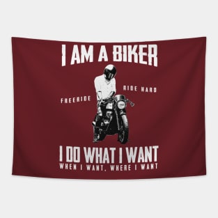 I Am A Biker Mens Funny Motorcycle White Tapestry