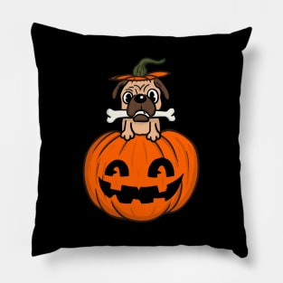 Pug on the pumpkin Pillow