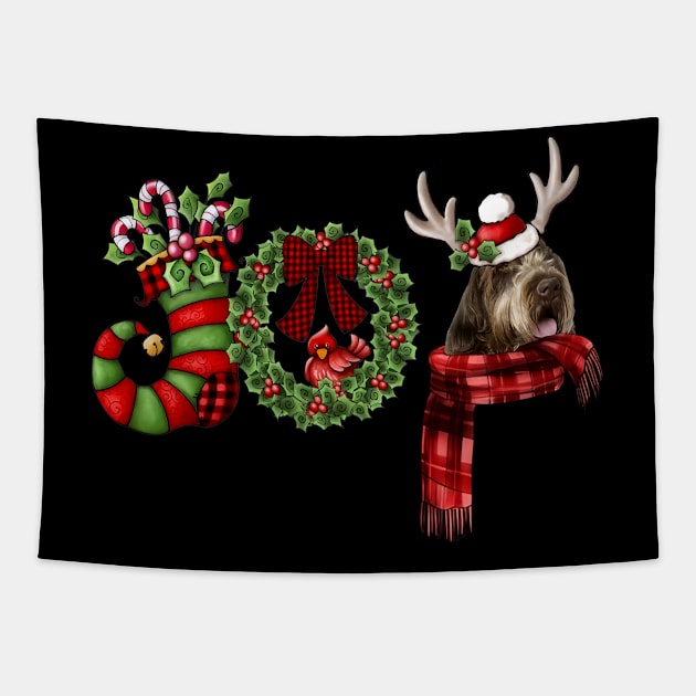 Christmas Joy Dwarf Stocking Wirehaired Pointing Griffon Tapestry by SuperMama1650