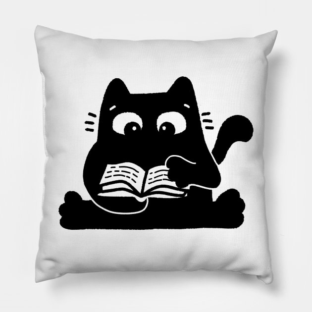 Reading cat Pillow by loulou-artifex