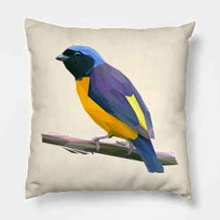 Golden-rumped Euphonia Lowpoly Art Pillow