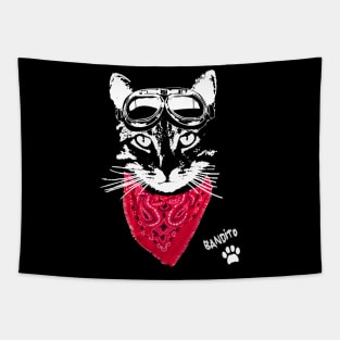 Biker Cat Bandito Tapestry