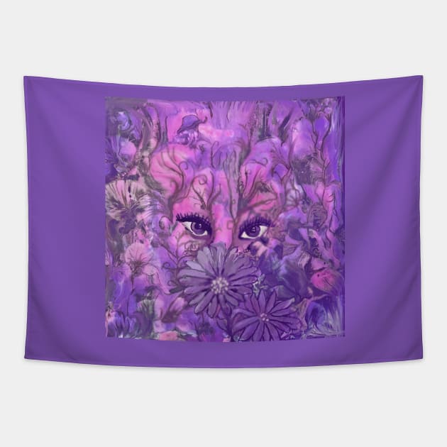 Beautiful Creature Artwork in Pink and Purple Tapestry by Klssaginaw