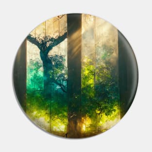 Green Stained Glass Tree Pin