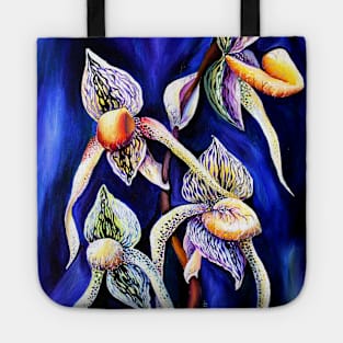 Watercolor Lady Slipper Botanical Illustration Tote