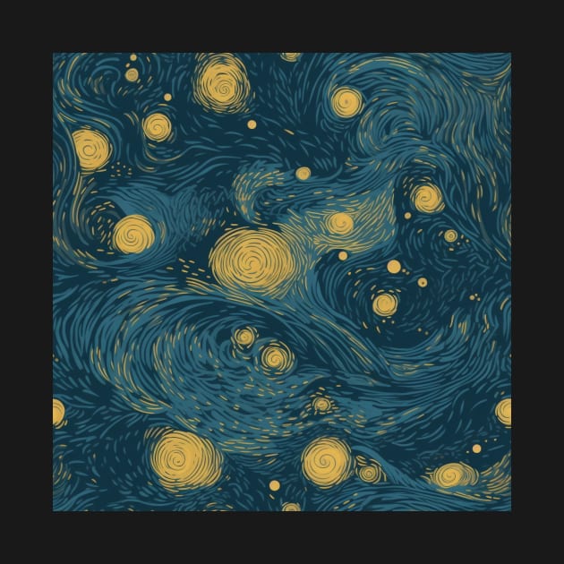 Starry Night Inspired: Vincent Van Gogh Masterpiece Pattern by AlexandrAIart