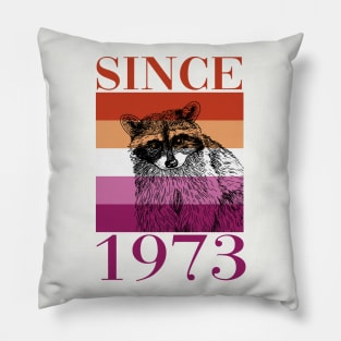 Retro Lesbian Raccoon Since 1973 Pillow