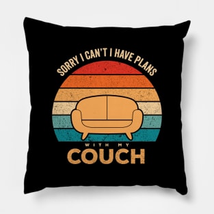 Sorry I Can't I Have Plans With My Couch Retro Vintage sunset Pillow