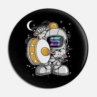 Astronaut Drummer Solana SOL Coin To The Moon Crypto Token Cryptocurrency Blockchain Wallet Birthday Gift For Men Women Kids Pin