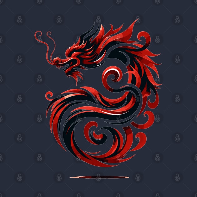 Red and Black Abstract Dragon Art by WEARWORLD