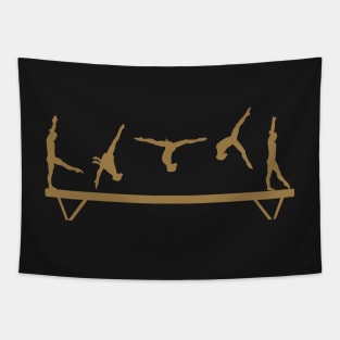 Gymnast Beam Gold Silhouette Tapestry