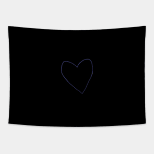 Small Blue Heart Line Tapestry