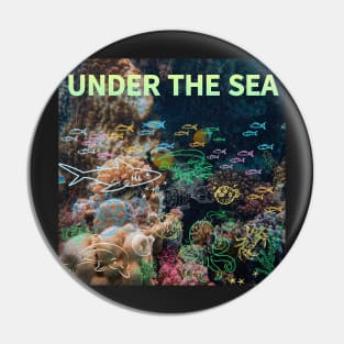 under the sea,blue sea,sea creatures,Turtle, puffer fish, starfish, shrimp, shark, tropical fish, sea horse, seaweed, sardines, squid, crabs, clams Pin