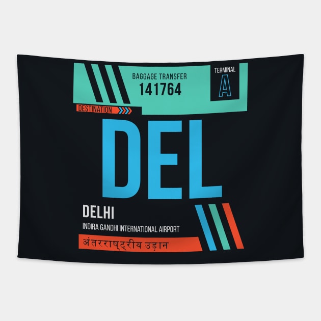 Delhi (DEL) Airport Code Baggage Tag Tapestry by SLAG_Creative