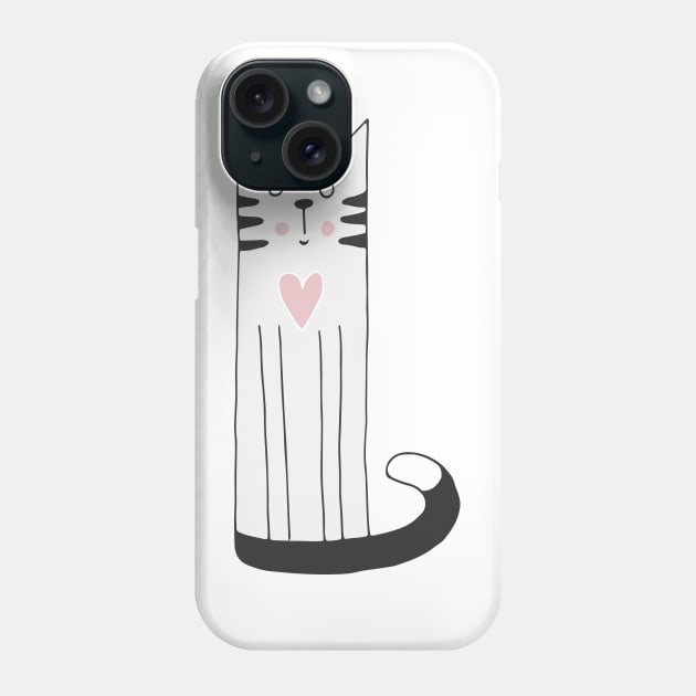 Cute Cat Scandinavian - National Cat Day Phone Case by zaputu