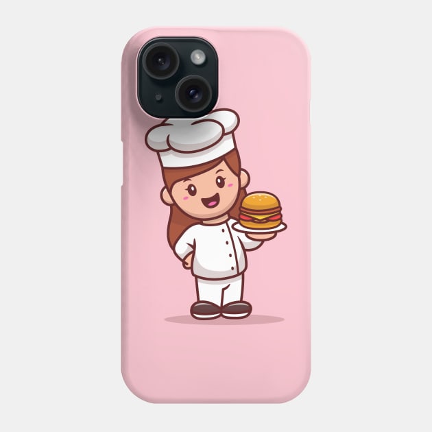 Woman Chef With Burger Phone Case by Catalyst Labs