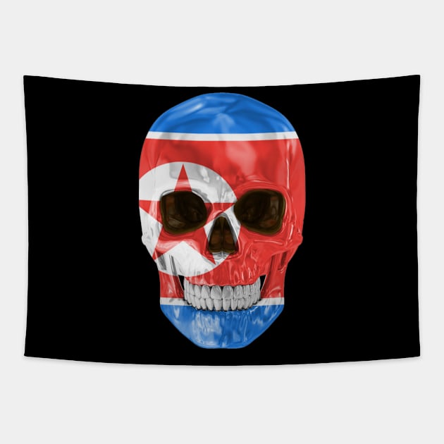 North Korea Flag Skull - Gift for North Korean With Roots From North Korea Tapestry by Country Flags