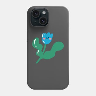 Kawaii blue tulip smiling Phone Case