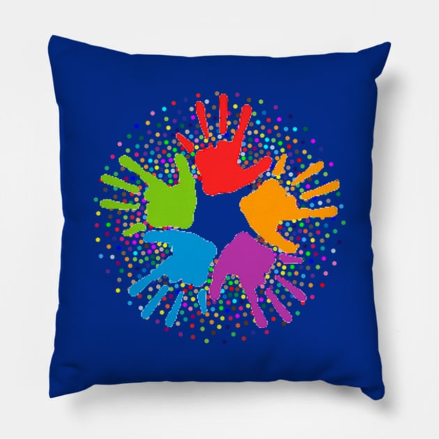 Unity Multi-Color Open Hands Pillow by screamingfool