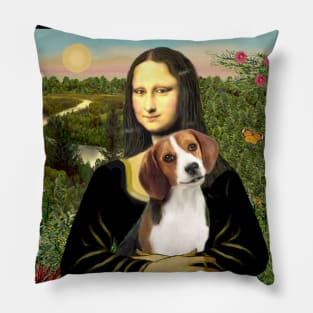 Mona Lisa and her Beagle Pillow