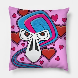 Love Struck Skull Valentines Day Cartoon Pillow