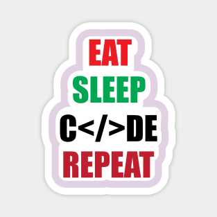 Coding humor Eat Sleep Repeat Gift for Programmers Code Developers Magnet