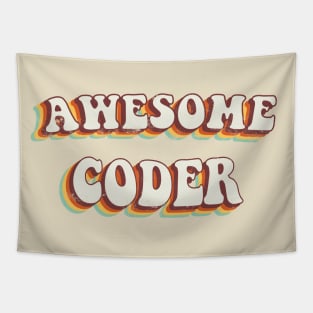 Awesome Coder - Groovy Retro 70s Style Tapestry