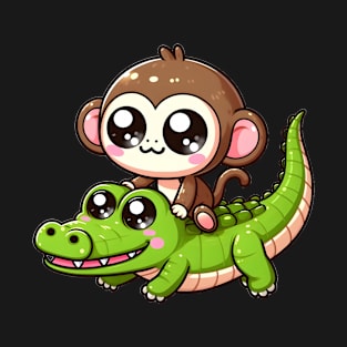 Cute monkey rides crocodile T-Shirt