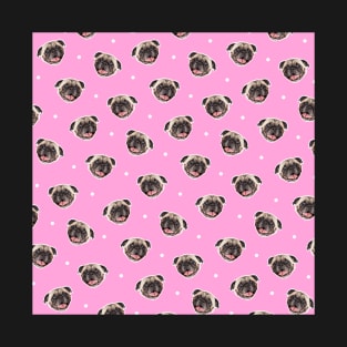 Pink Pug Pattern Design T-Shirt