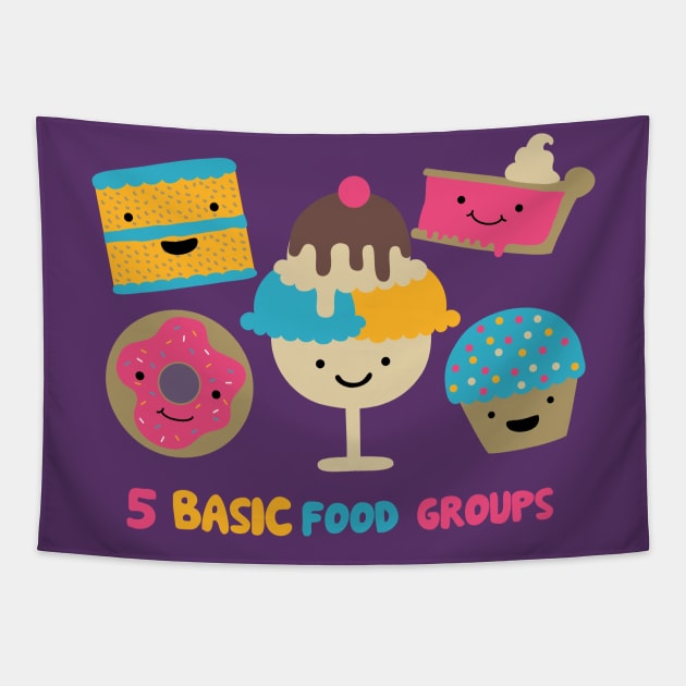 5 Basic Food Groups - Desserts Tapestry by toddgoldmanart