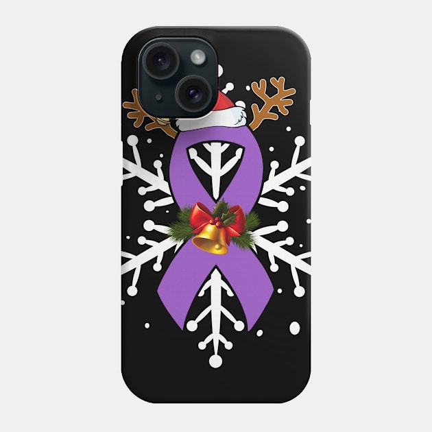 Snowflakes Christmas Santa Hat Gastric Cancer Awareness Periwinkle Ribbon Warrior Support Phone Case by celsaclaudio506