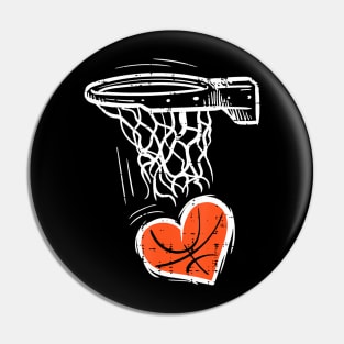 Valentines Day Basketball Heart  Girls Kids Toddler Pin