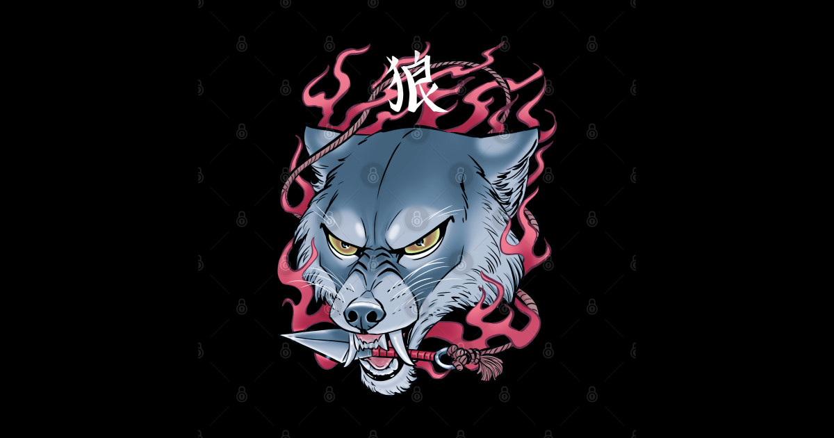 Angry Wolf Kunai Wolf Sticker TeePublic