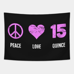 Peace, Love, Quince - Quinceanera Tapestry