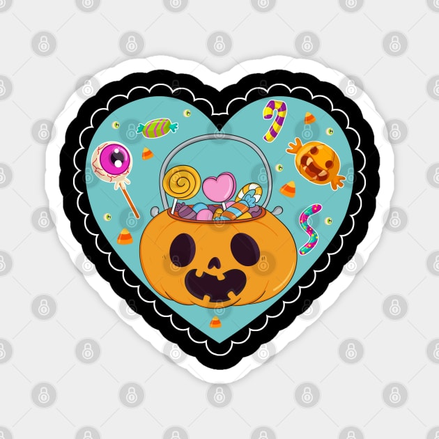 Trick or Treat Pumpkin Magnet by Rockadeadly