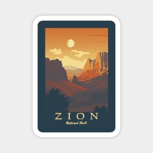 Zion National Park Vintage Travel Poster Magnet