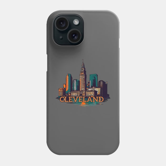 Cleveland cityscape Phone Case by TomFrontierArt