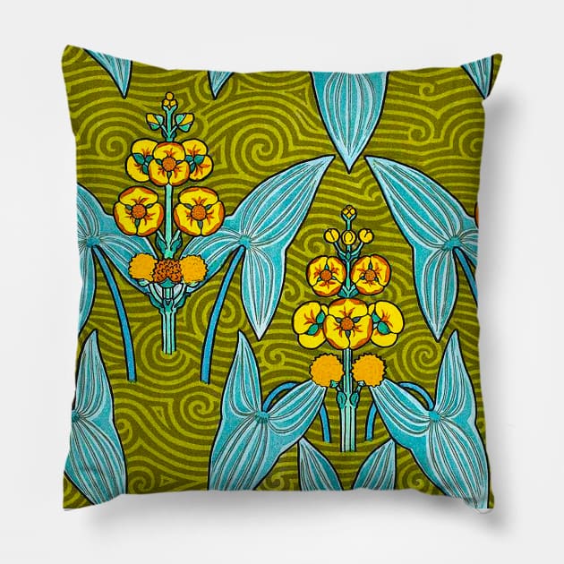 Little flower in yellow blue and light green design Pillow by Marccelus