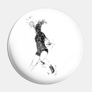 Handball Player Girl Hits The Ball Pin