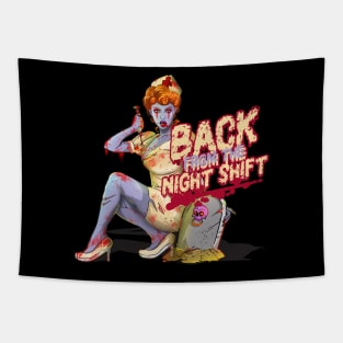 Emergency Night Shift Zombie Nurse Tapestry