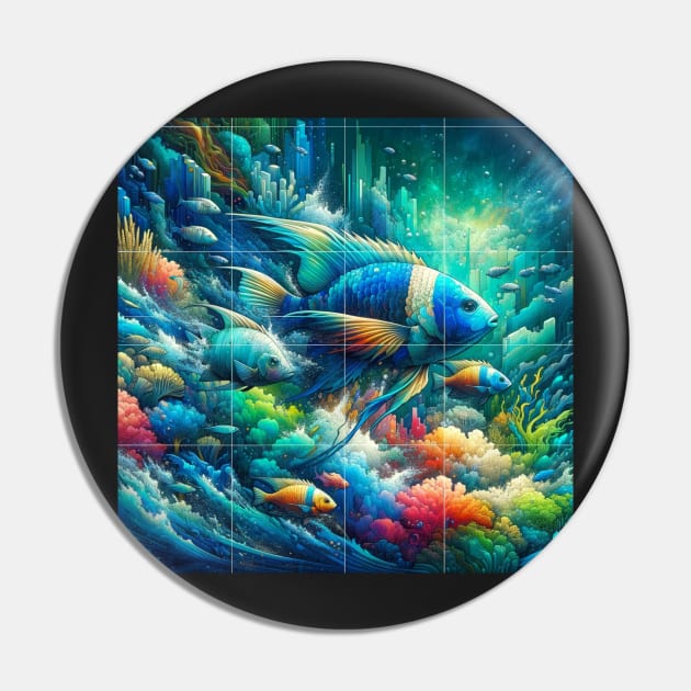 Ocean Odyssey: A Dive into Marine Majesty Pin by heartyARTworks