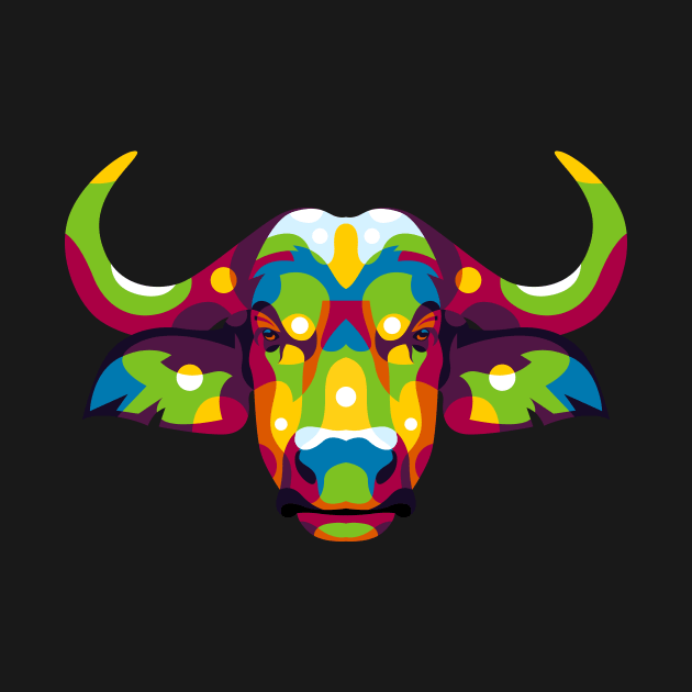 The Colorful Africa Buffalo Head by wpaprint