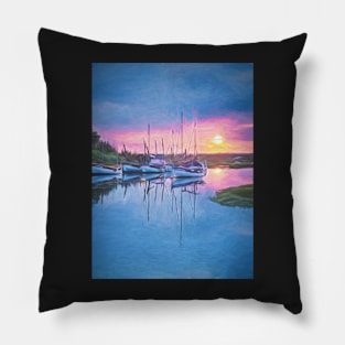 Sunset at Blakeney a Digital Painting Pillow