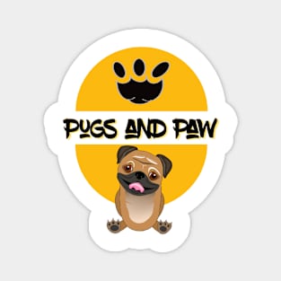 Cute pug and paw Magnet