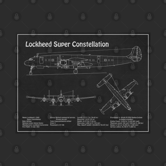 Lockheed L-1049 Super Constellation Blueprint - PD by SPJE Illustration Photography