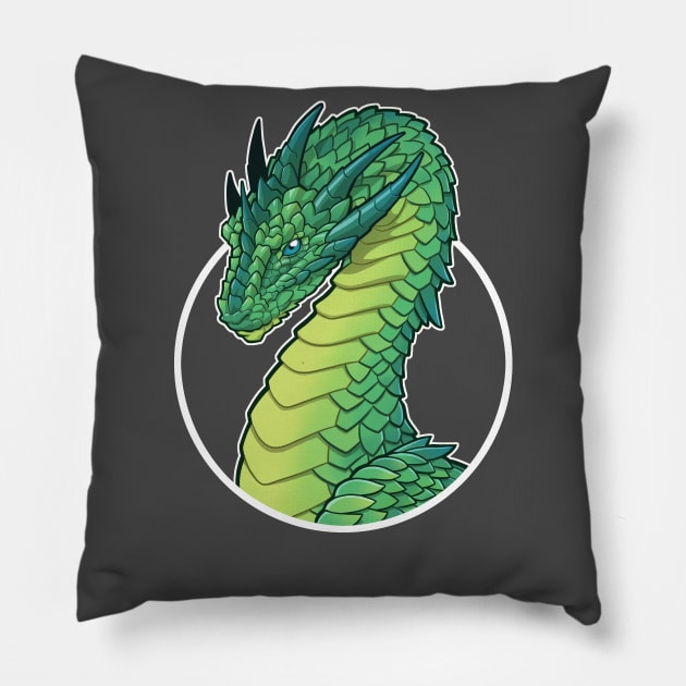 Green Elder Dragon Pillow by jpowersart