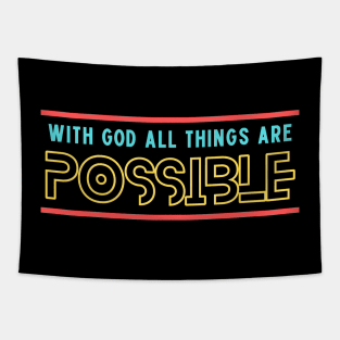 With God All Things Are Possible | Christian Saying Tapestry